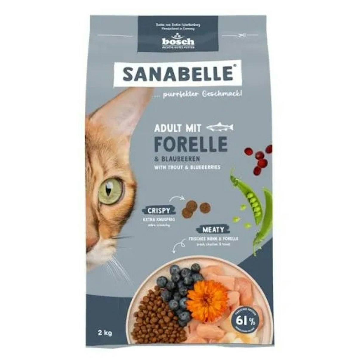 Sanabelle 4 x 2kg Adult Forelle Katzentrockenfutter-Sparpaket