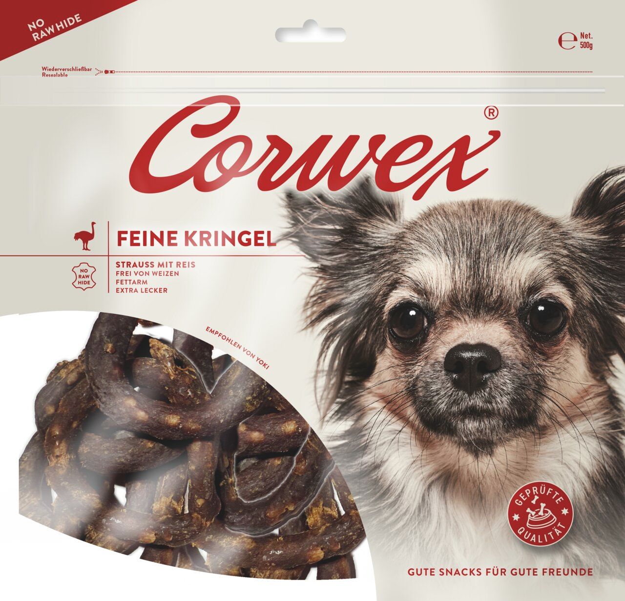 Corwex Kringel Strauß mit Reis 500g Hundesnack