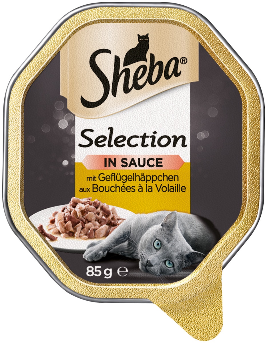 Sheba Selection in Sauce 85 Gramm Schale Katzennassfutter Sparpaket 44 x 85 Gramm Geflügelhäppchen