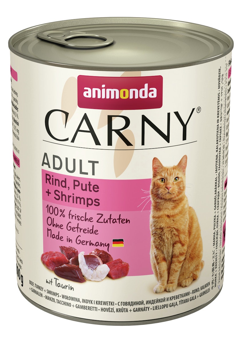 animonda Carny Adult 800g Dose Katzennassfutter 6 x 800 Gramm Rind, Pute + Shrimps