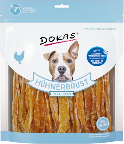 DOKAS Hühnerbrust in Streifen Hundesnack