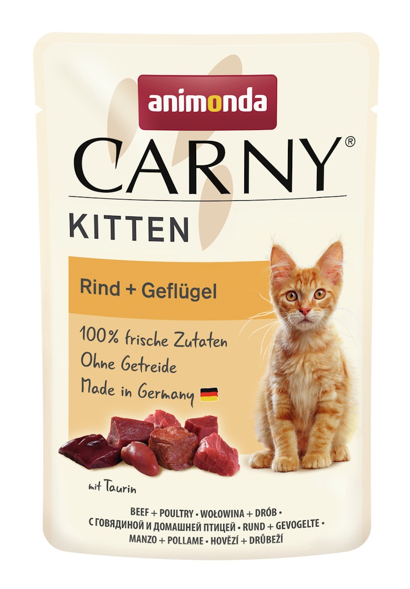 animonda Carny Kitten 85g Beutel Katzennassfutter Sparpaket 24 x 85 Gramm Rind + Geflügel