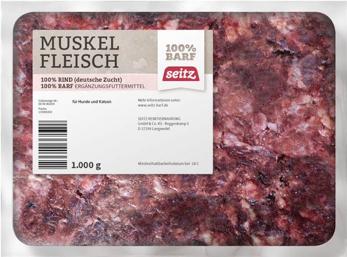 Seitz Muskelfleisch gewolft Spezialfutter / Frostfutter für Hunde und Katzen