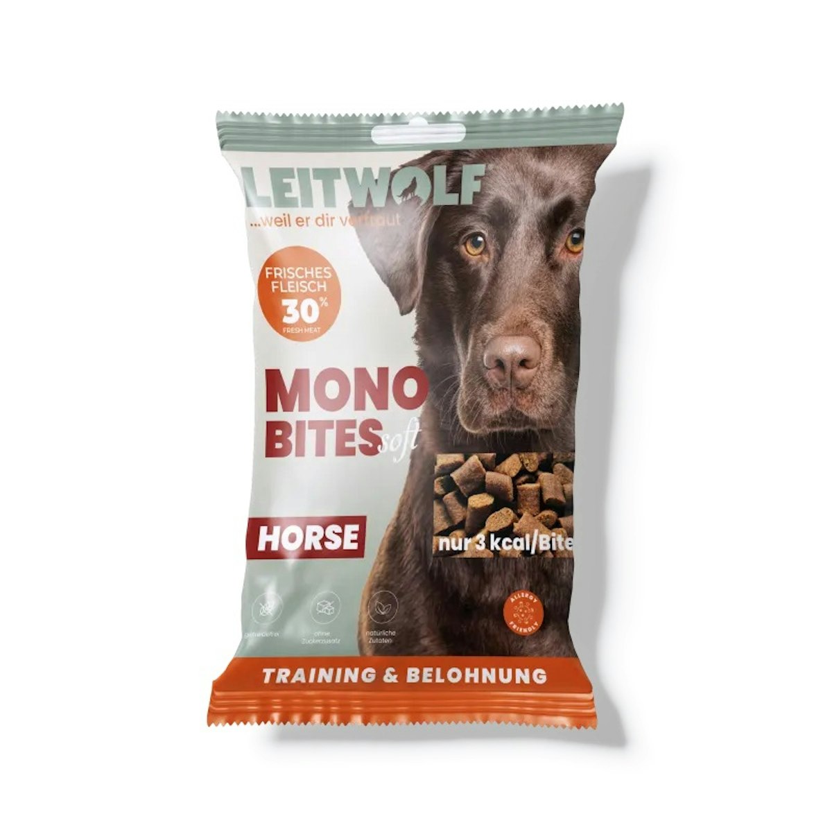 LEITWOLF 80g Mono Bites Hundesnack 24 x 80 Gramm Horse