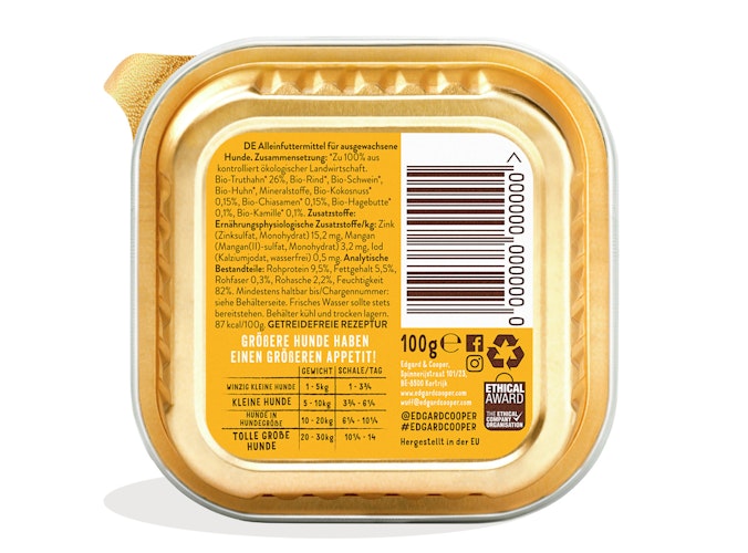 Edgard&Cooper Adult BIO 100 Gramm Hundenassfutter