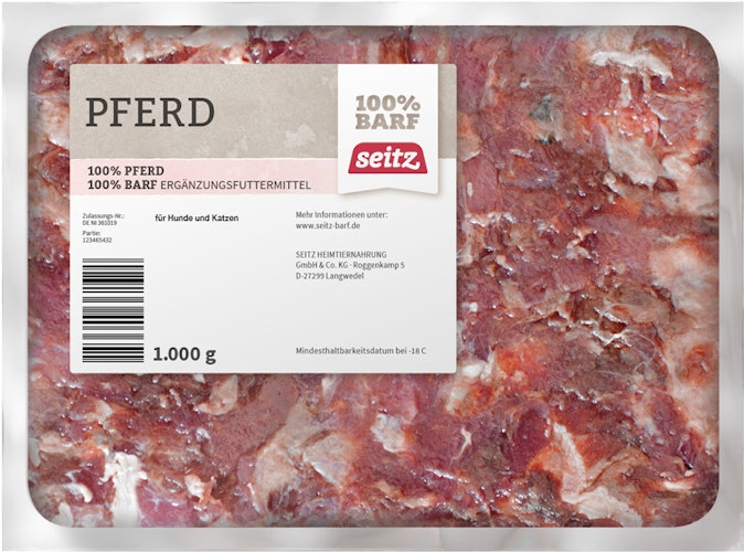 Seitz Pferdefleisch gewolft Spezialfutter / Frostfutter für Hunde und Katzen