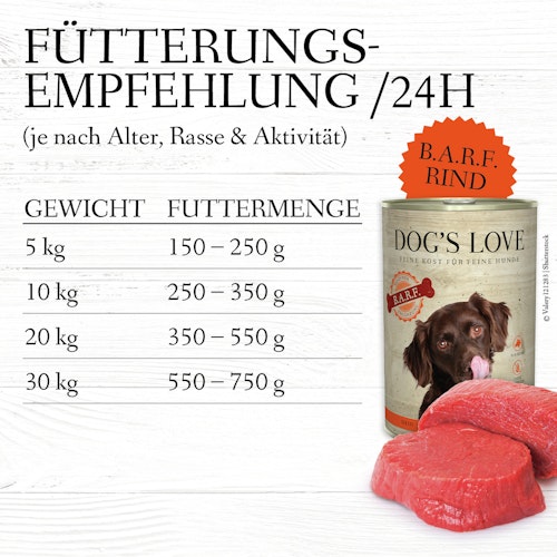 Dog's Love B.A.R.F. 400g Dose Hundenassfutter