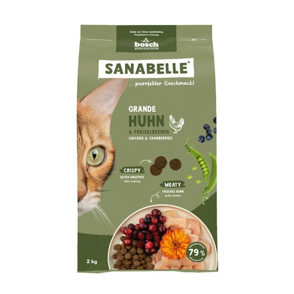 Sanabelle 4 x 2kg Grande Huhn Katzentrockenfutter-Sparpaket