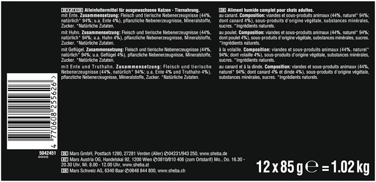 Sheba Multipack Selection Sauce Geflügel Variation  12x85 Gramm Katzennassfutter