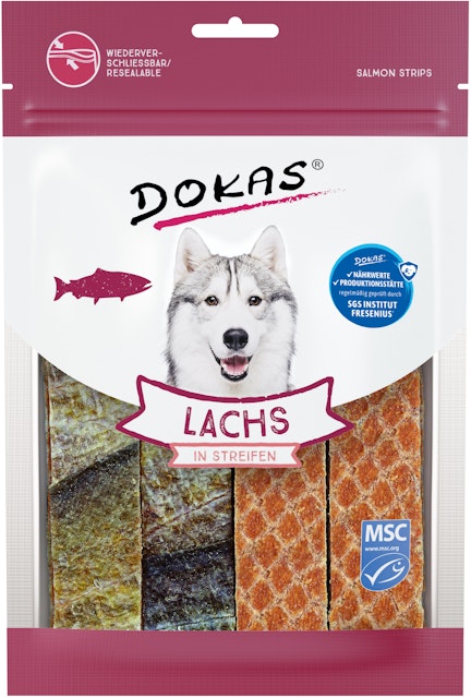 DOKAS Lachs in Streifen HundesnacksVorschaubild