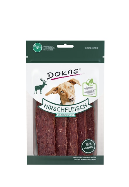 DOKAS Hirschfleisch getrocknet HundesnacksVorschaubild