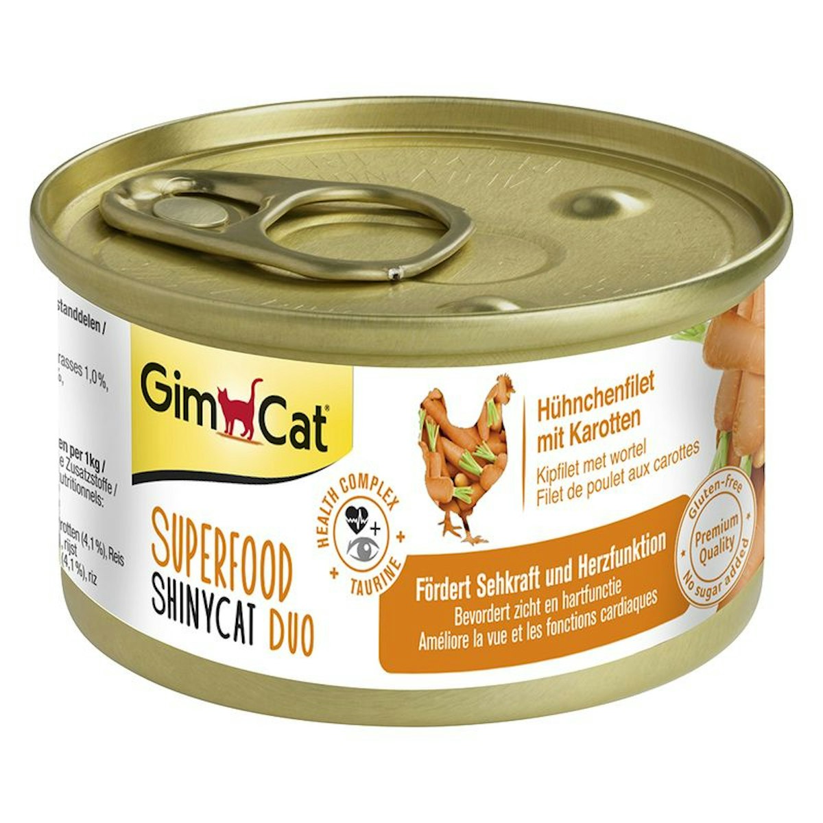 GimCat Superfood ShinyCat Duo 70 Gramm Katzennassfutter Sparpaket 48 x 70 Gramm Hühnchenfilet mit Karotten