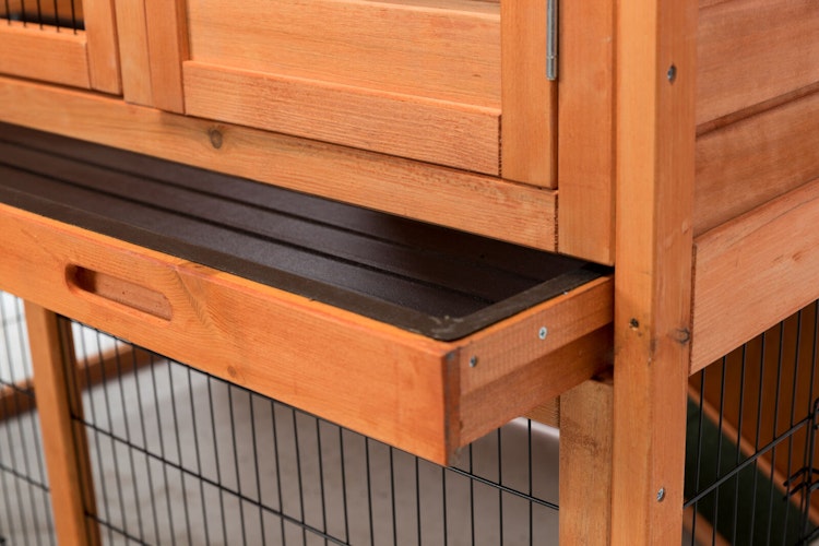 Kleintierstall mit Freilaufgehege, 124 × 102 × 78 cm, braun