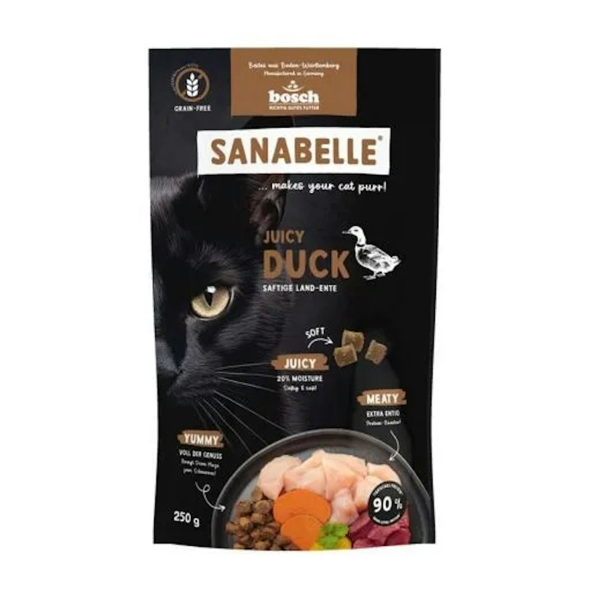 Sanabelle 5 x 250g Juicy Land-Ente Katzentrockenfutter-Sparpaket