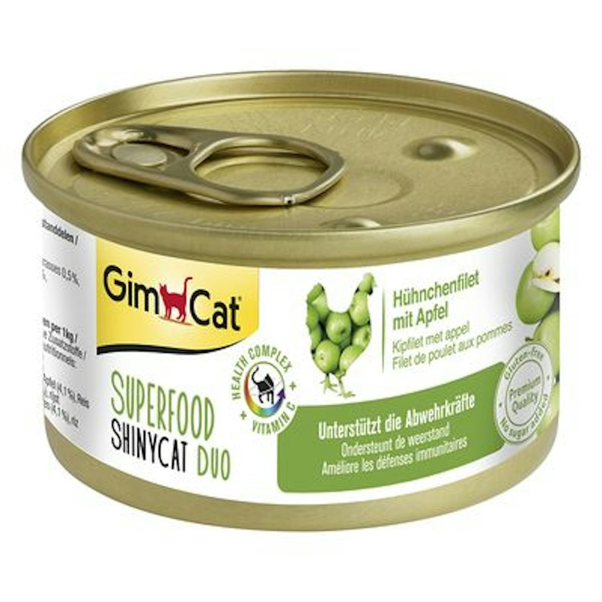 GimCat Superfood ShinyCat Duo 70 Gramm Katzennassfutter 24 x 70 Gramm Hünchenfilet mit Äpfeln