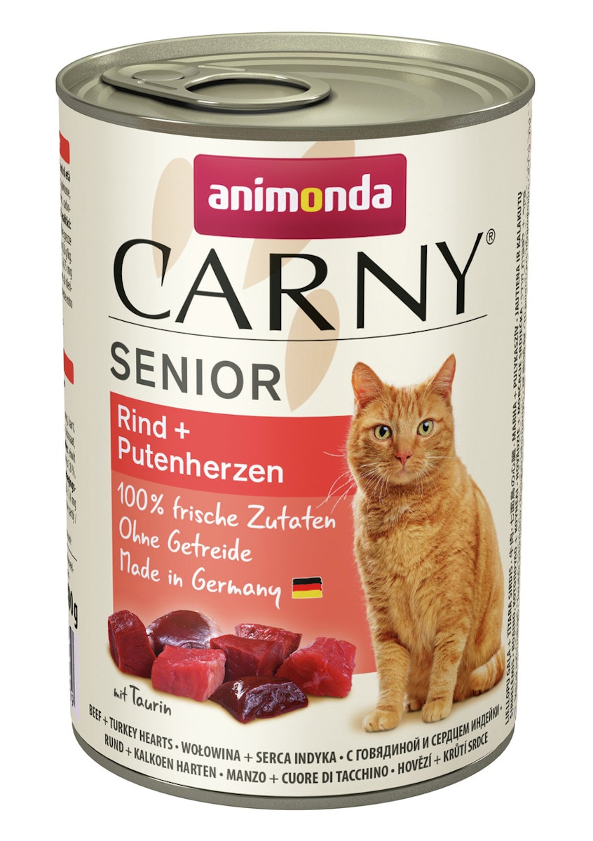 animonda Carny Senior 400g Dose Katzennassfutter Sparpaket 12 x 400 Gramm Rind + Putenherzen