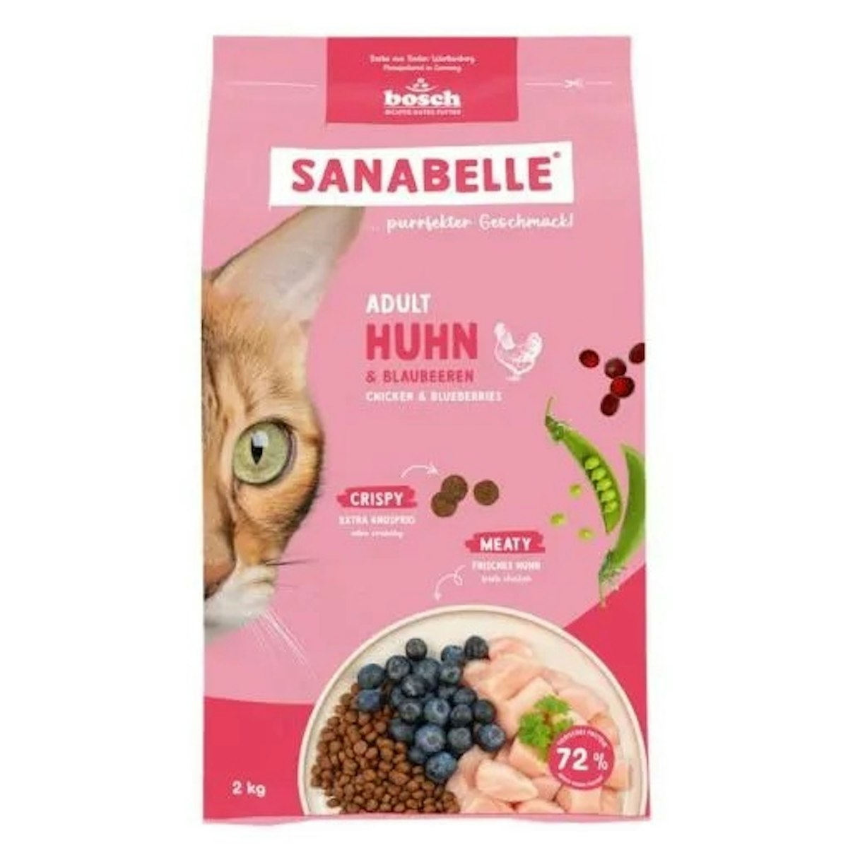 Sanabelle 4 x 2kg Adult Huhn Katzentrockenfutter-Sparpaket