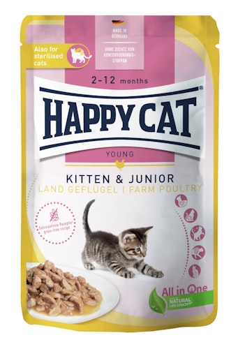 HAPPY CAT Meat in Sauce Kitten & Junior 85 Gramm Katzennassfutter