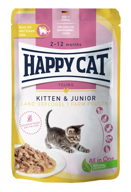 HAPPY CAT Meat in Sauce Kitten & Junior 85 Gramm KatzennassfutterVorschaubild