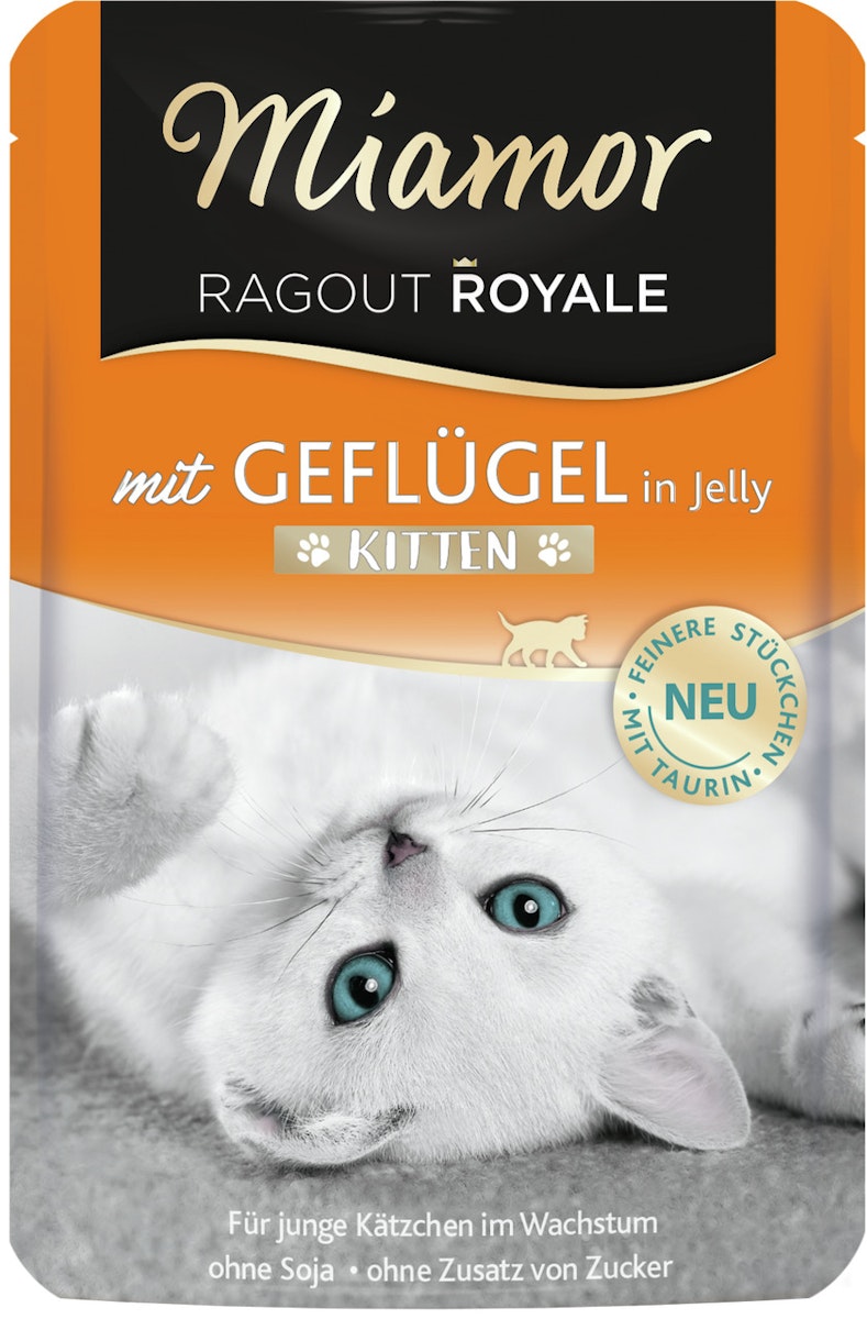 Miamor Ragout Royale 100g Beutel Katzennassfutter Sparpaket 44 x 100 Gramm Kitten Geflügel in Jelly