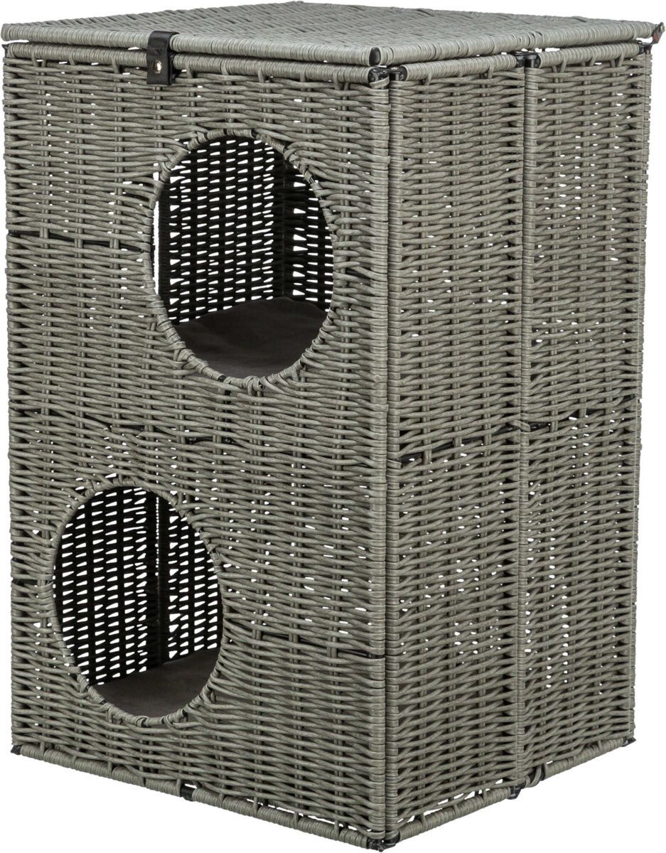 Höhle Amalia, 2 Etagen, Polyrattan, eckig, 37 × 57 × 35 cm, grau
