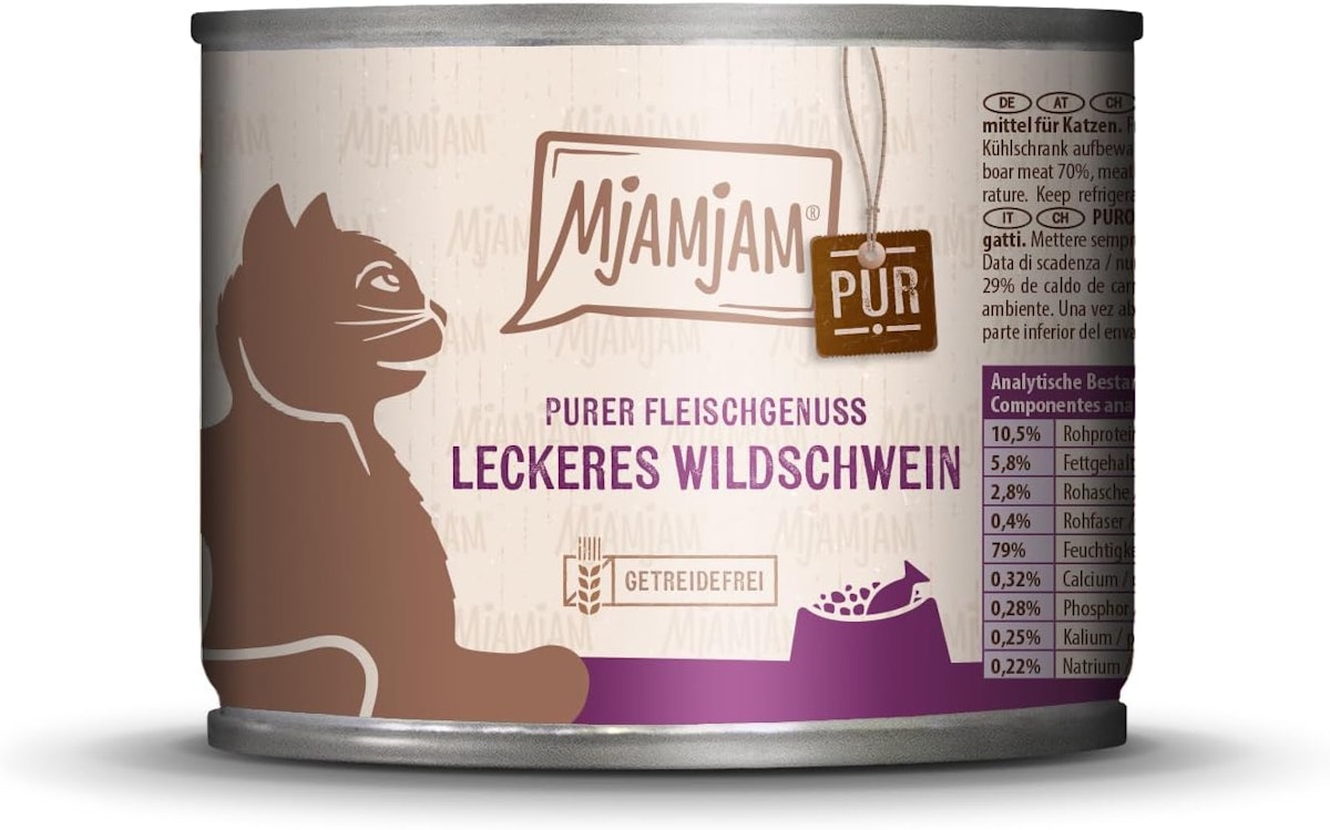 MjAMjAM Sparpaket 12 x  200g Purer Fleischgenuss Wildschwein Katze