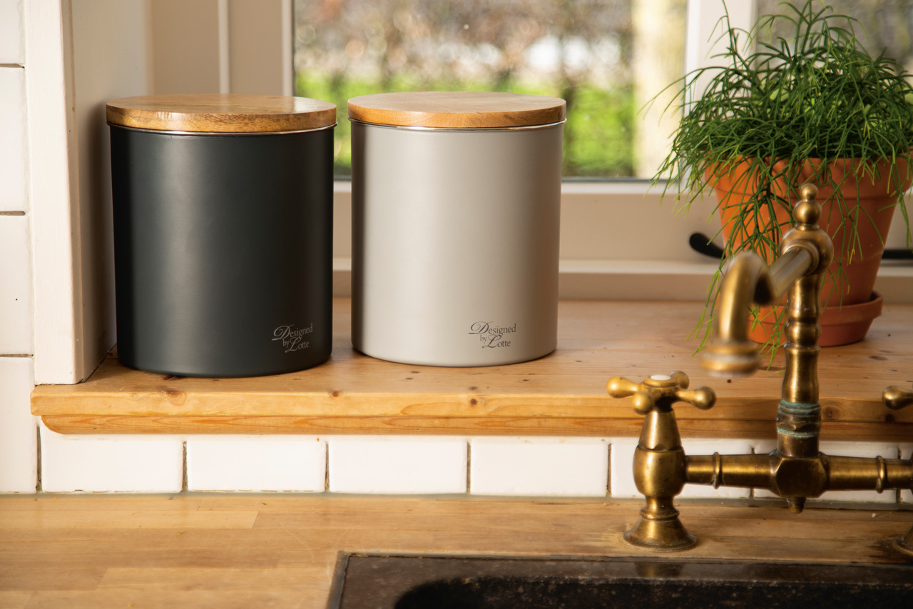 DBL Futterbehälter Canisto 17 x 17 x 21 Centimeter hellgrau Hundenapf