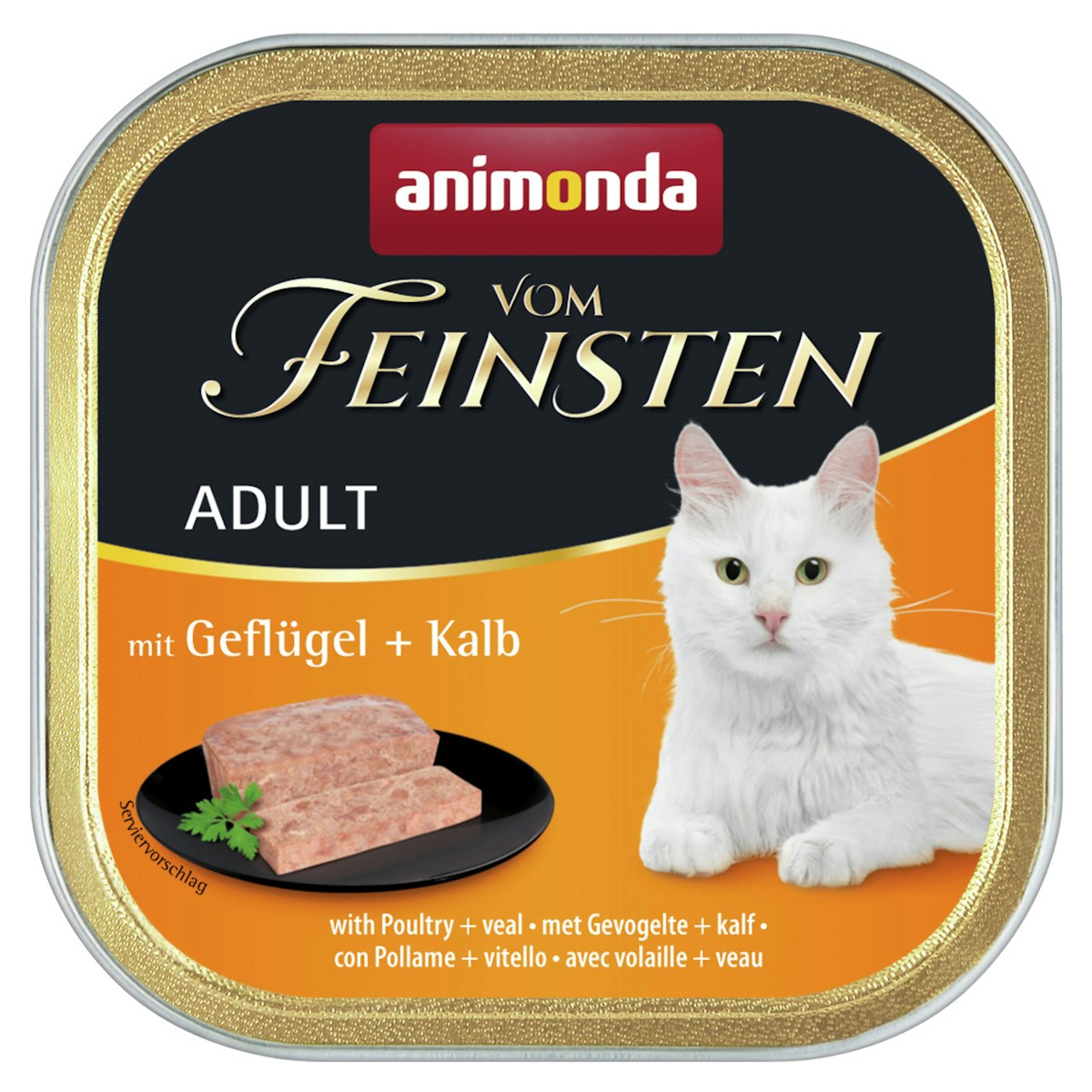 animonda Vom Feinsten Adult 100g Schale Katzennassfutter 32 x 100 Gramm Geflügel + Kalb