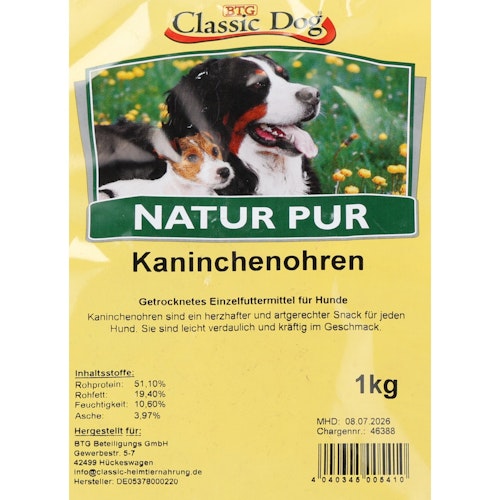 Classic Dog Snack Kaninchenohren 1kg