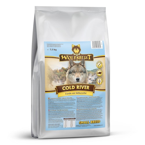 WOLFSBLUT Cold River Small Breed Forelle mit Süßkartoffel Hundetrockenfutter