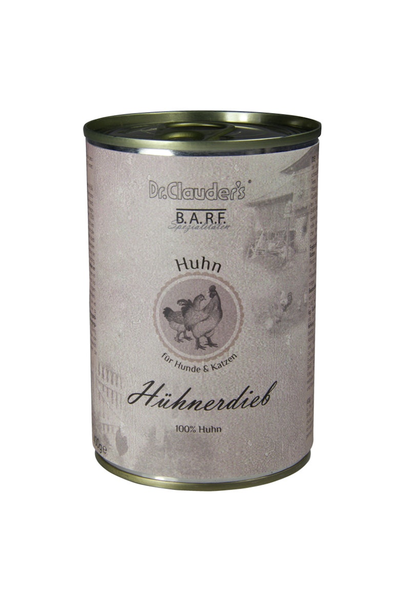 Dr. Clauder’s BARF Fleisch 400g Dosen Nassfutter für Hunde & Katzen Sparpaket Hühnerdieb 12x400g