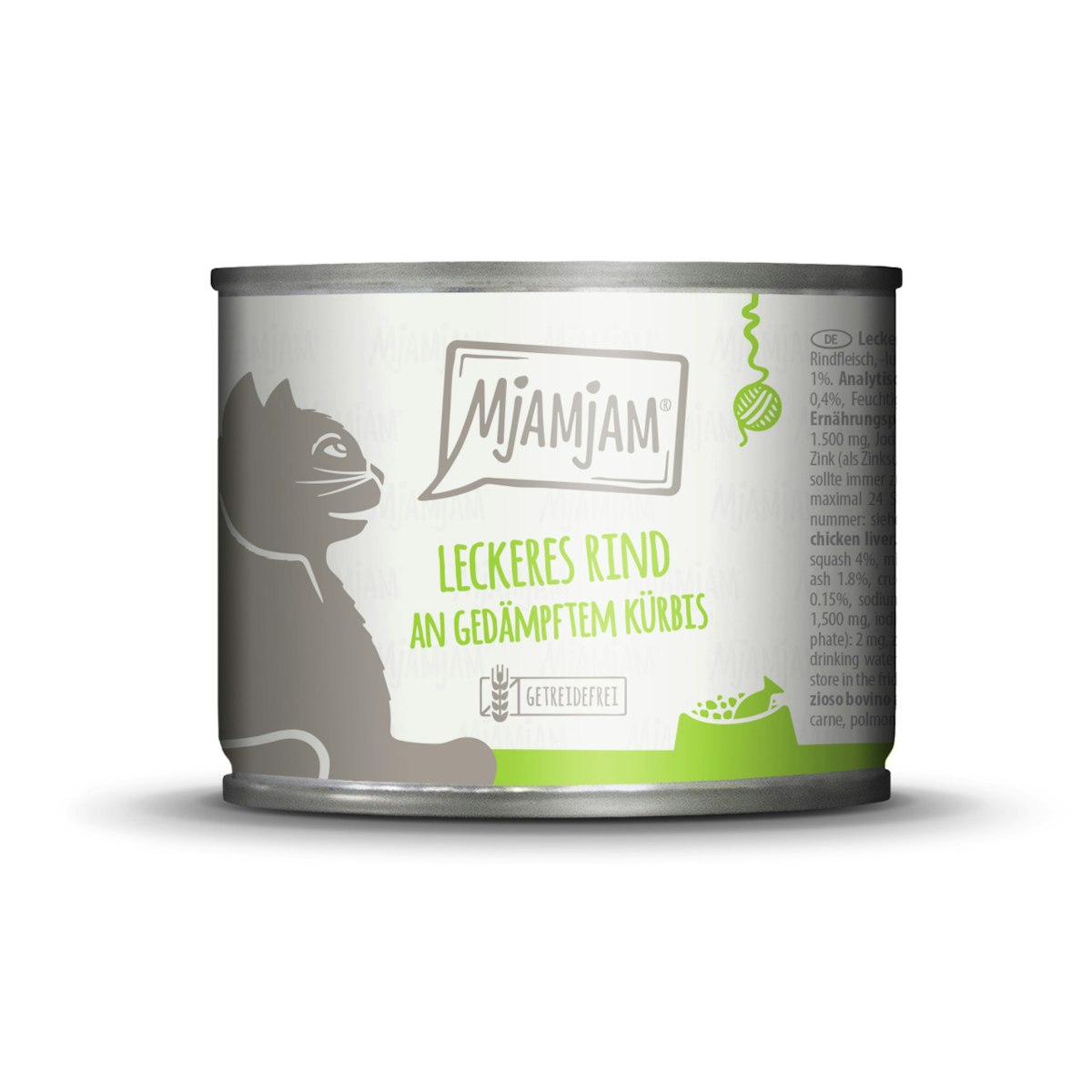 MJAMJAM Leckere Mahlzeit 200g Dose Katzennassfutter Sparpaket 12 x 200 Gramm leckeres Rind an gedämpftem Kürbis