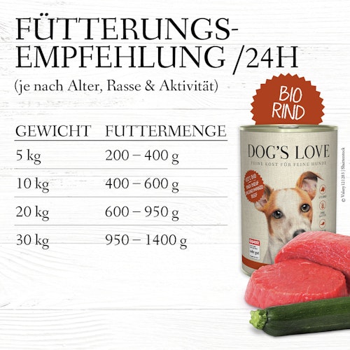 Dog's Love Bio 800g Dose Hundenassfutter