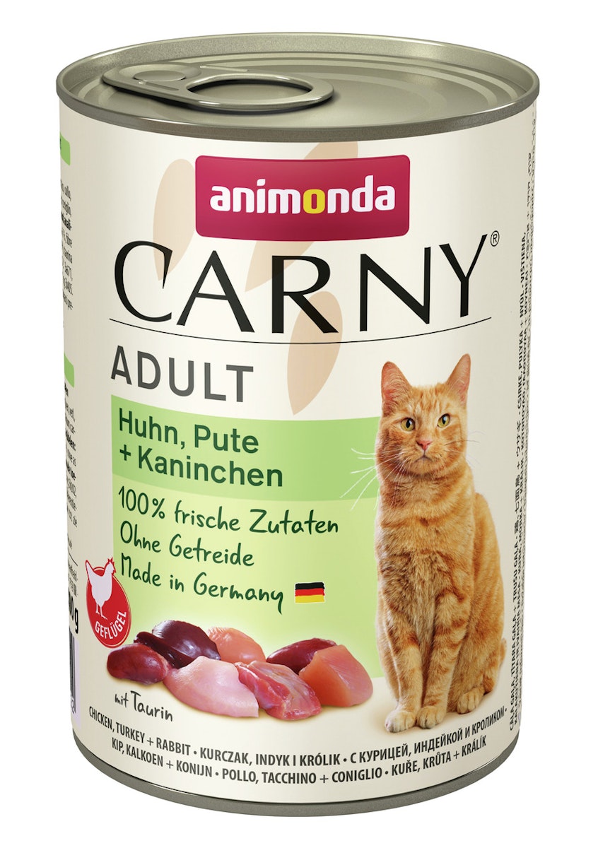 animonda Carny Adult 400g Dose Katzennassfutter Sparpaket 12 x 400 Gramm Huhn, Pute + Kaninchen