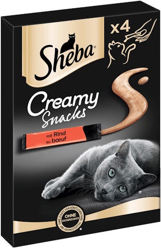 Sheba Creamy Snacks mit Rind 4x12 Gramm Katzensnacks