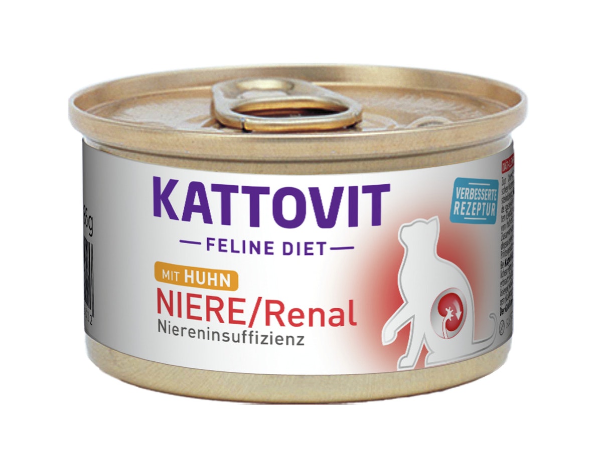 KATTOVIT Feline Diet Niere/Renal 85g Dose Katzennassfutter Diätnahrung Sparpaket 24 x 85 Gramm Huhn