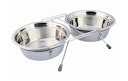Vorschaubild TRIXIE Napf-Set, Klapperschutz, Edelstahl/Metall, 2 × 1,5 l/ø 21 cm/44 × 10 × 23 cm, grau
