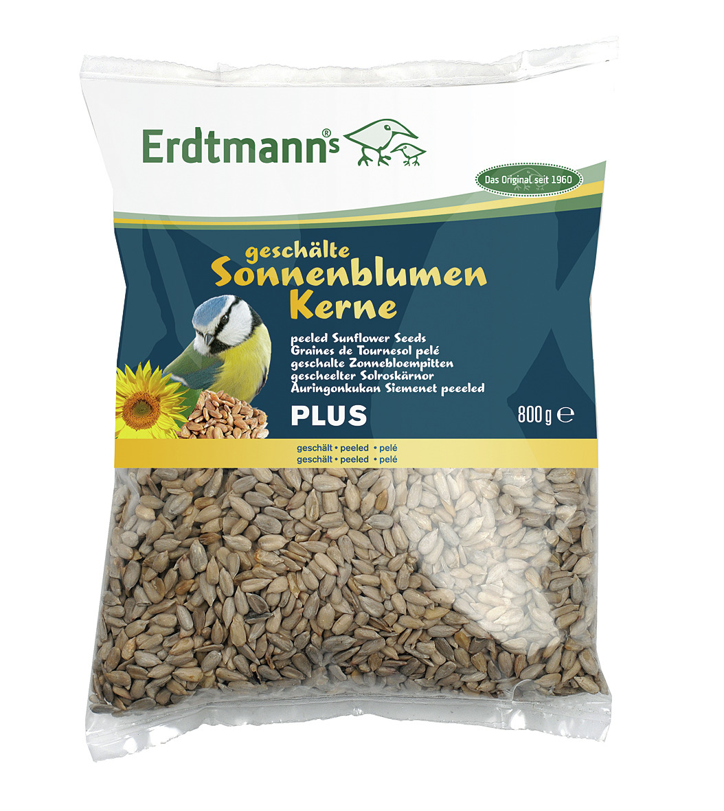 Erdtmann Sonnenblumen geschält PLUS 800 Gramm Wildvogelfutter