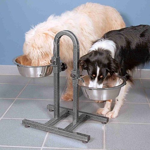 TRIXIE Hundebar, höhenverstellbar, Edelstahl/Metall, 2 × 2,8 l/ø 24 cm