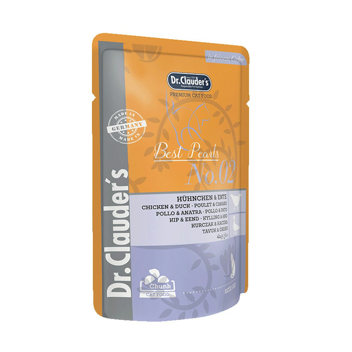 Dr. Clauder’s Premium 100g Beutel Katzennassfutter Sparpaket Hühnchen & Ente in Gelee 40x100g