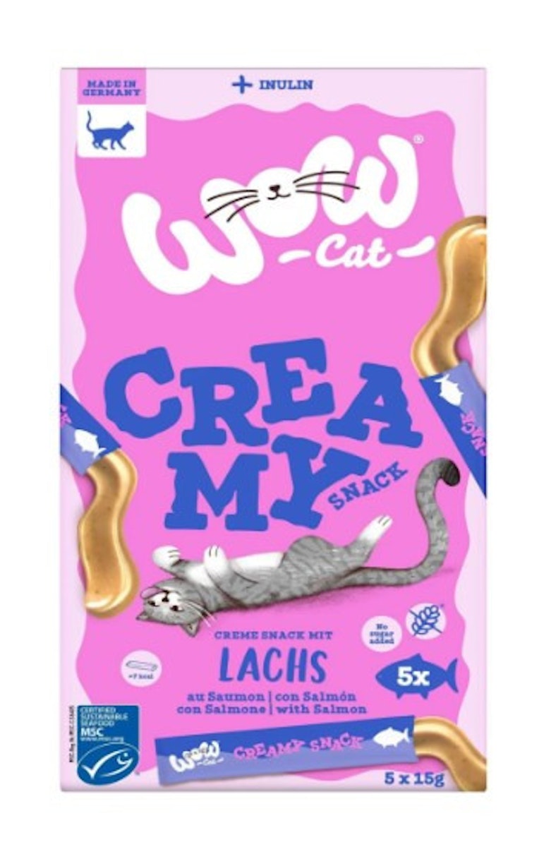 WOW Creamy Snack 11 x 5 x 15g Katzensnack Lachs-Sparpaket