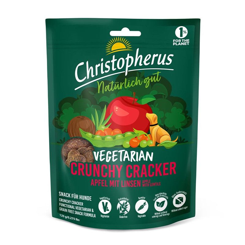 Christopherus 125g Vegetarian Crunchy Snack-Apfel Linsen Hundesnack