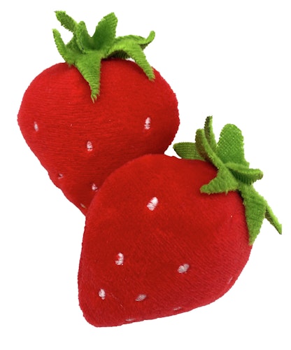 Aumüller Katzenspielkissen Erdbeere mit Baldrian und Dinkelspelz 2 Stück Katzenspielzeug