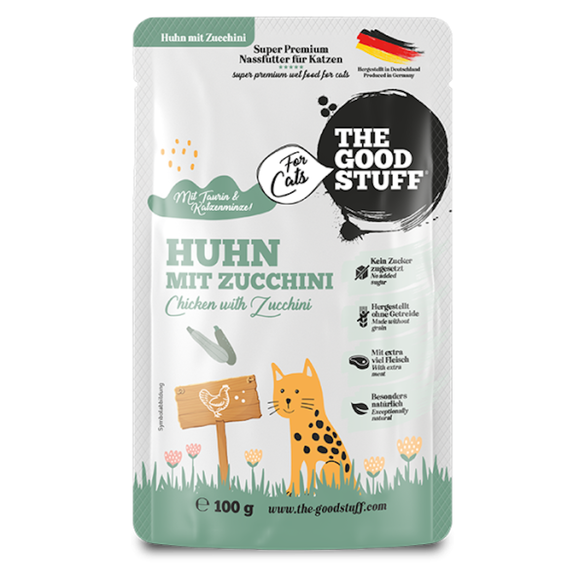 The Goodstuff Adult Beutel 100g Katzennassfutter 24 x 100 Gramm Huhn & Zucchini