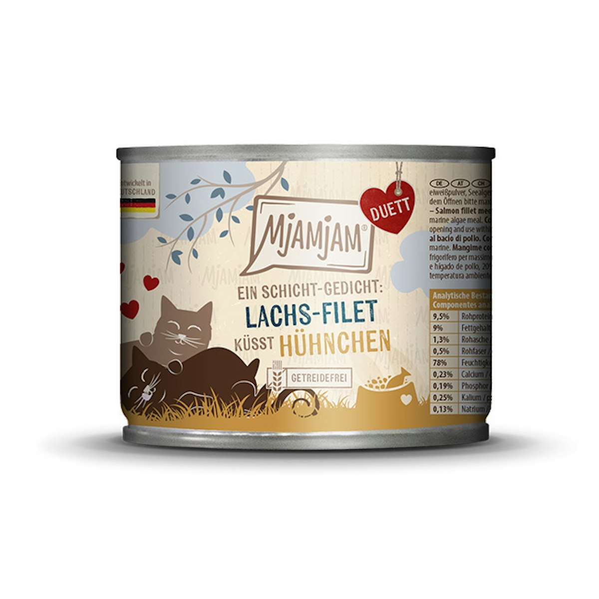 MjAMjAM – Duett 190g MjAMjAM Katze Sparpaket 12x190g DUETT LachsFilet mit Hühnchen