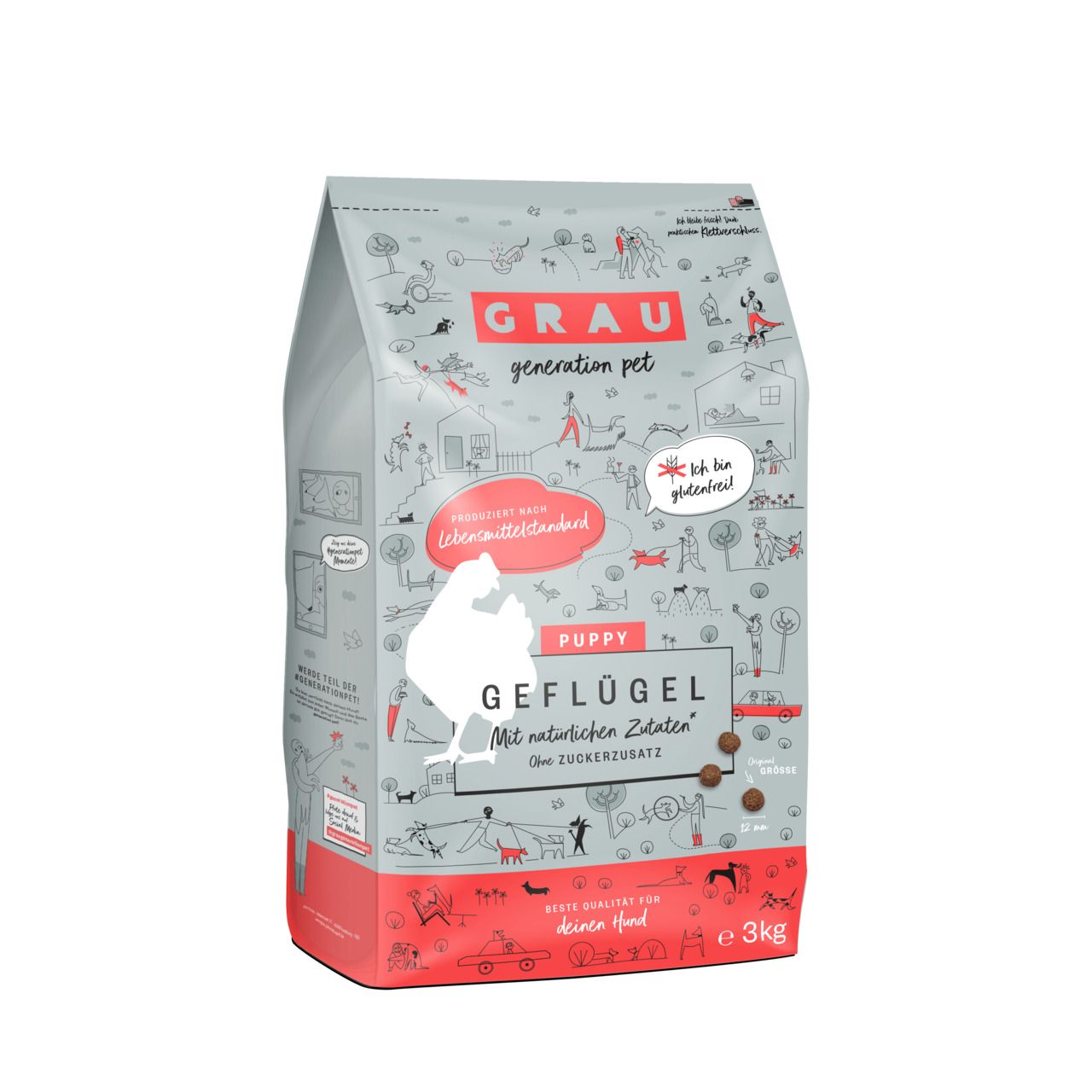 grau Puppy Geflügel Hundetrockenfutter