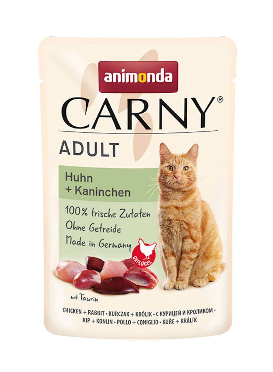 animonda Carny Adult 85g Beutel Katzennassfutter Sparpaket 24 x 85 Gramm Huhn + Kaninchen