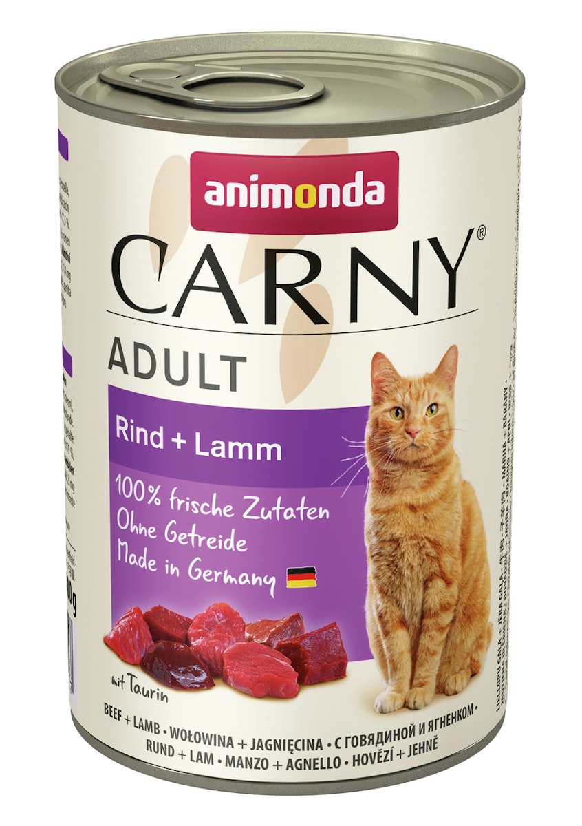 animonda Carny Adult 400g Dose Katzennassfutter Sparpaket 12 x 400 Gramm Rind + Lamm