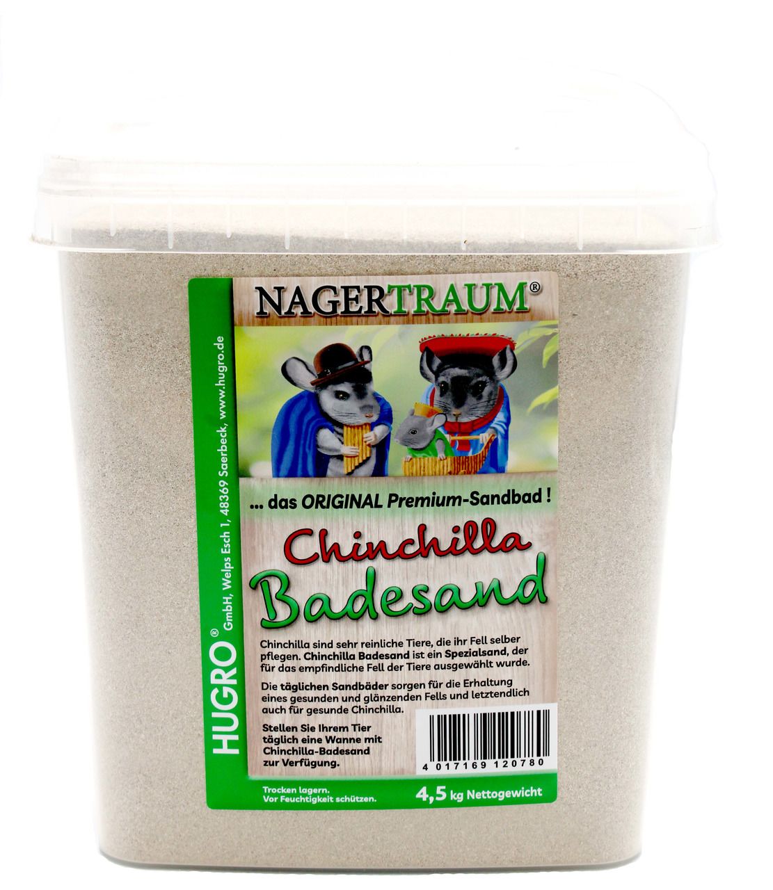 HUGRO Chinchilla Badesand im Eimer 4,5kg