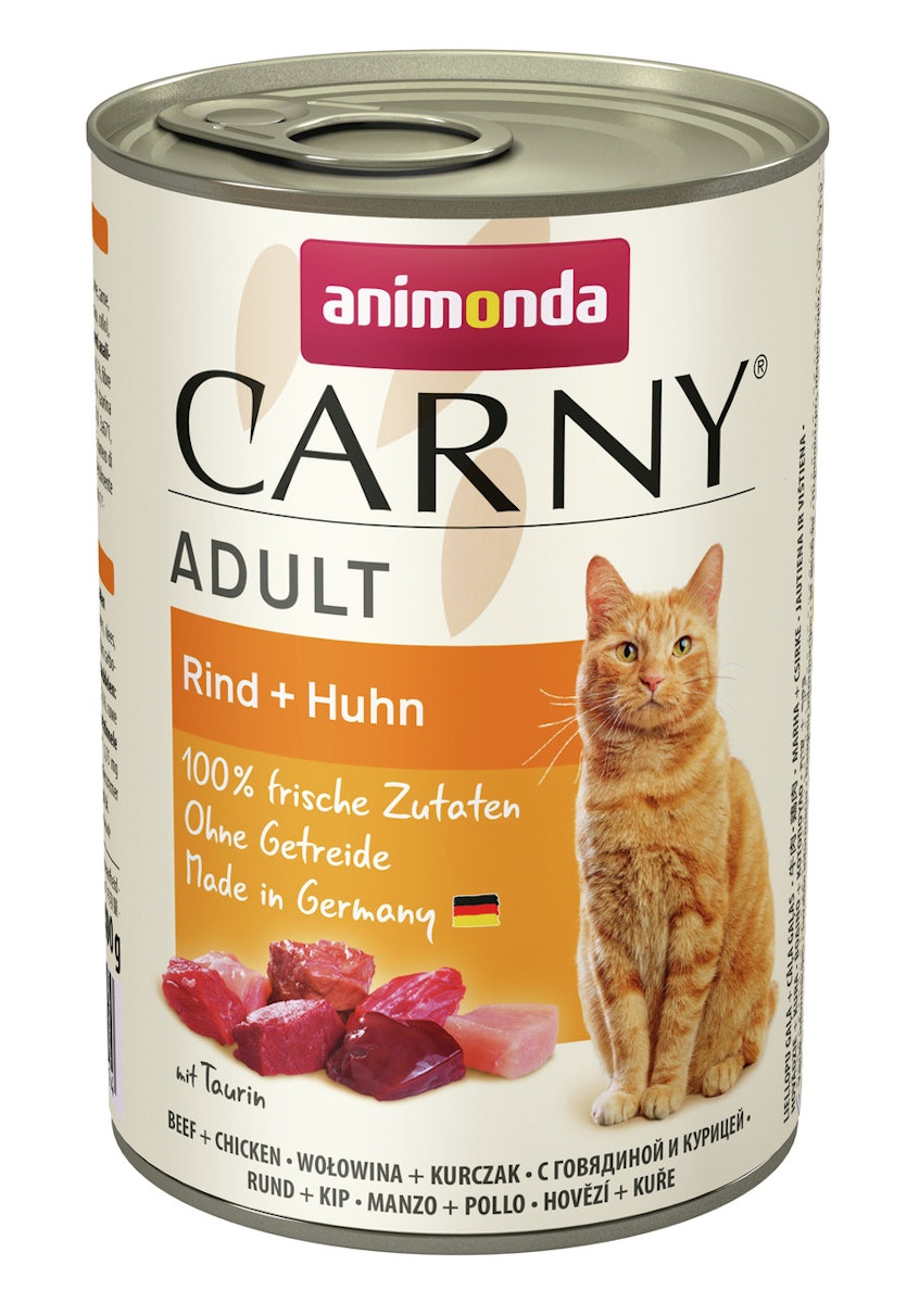 animonda Carny Adult 400g Dose Katzennassfutter Sparpaket 12 x 400 Gramm Rind + Huhn